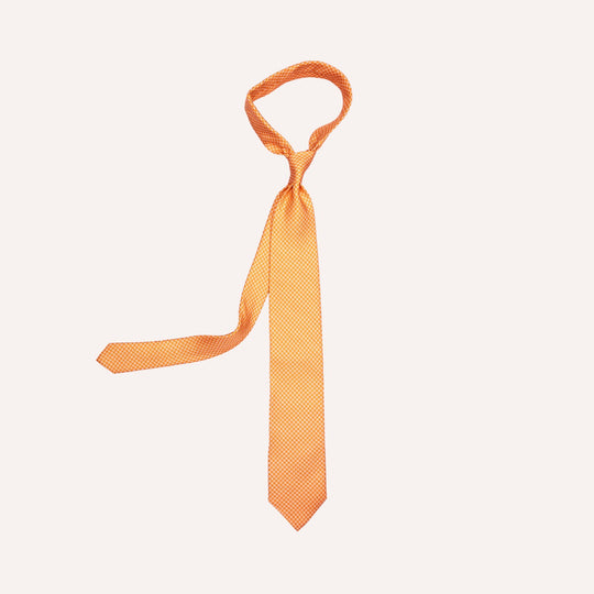 Orange Micro Flower Pattern Silk Tie