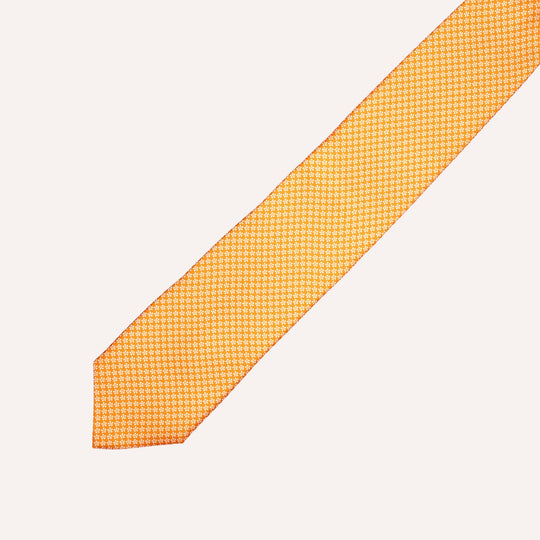 Orange Micro Flower Pattern Silk Tie
