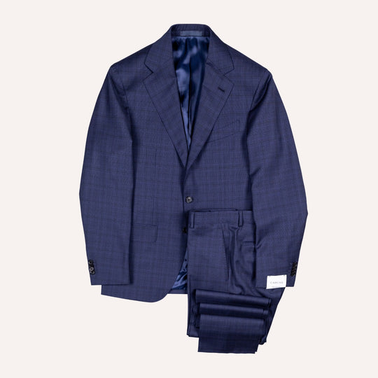 Navy Blue Glencheck Summer Wool Suit