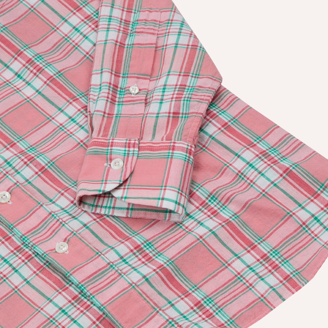 Pink & Green Madras Check Cotton Button-Down Shirt