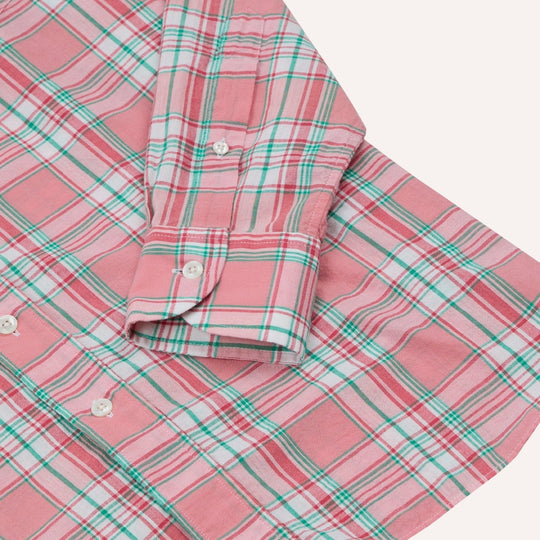 Pink & Green Madras Check Cotton Button-Down Shirt