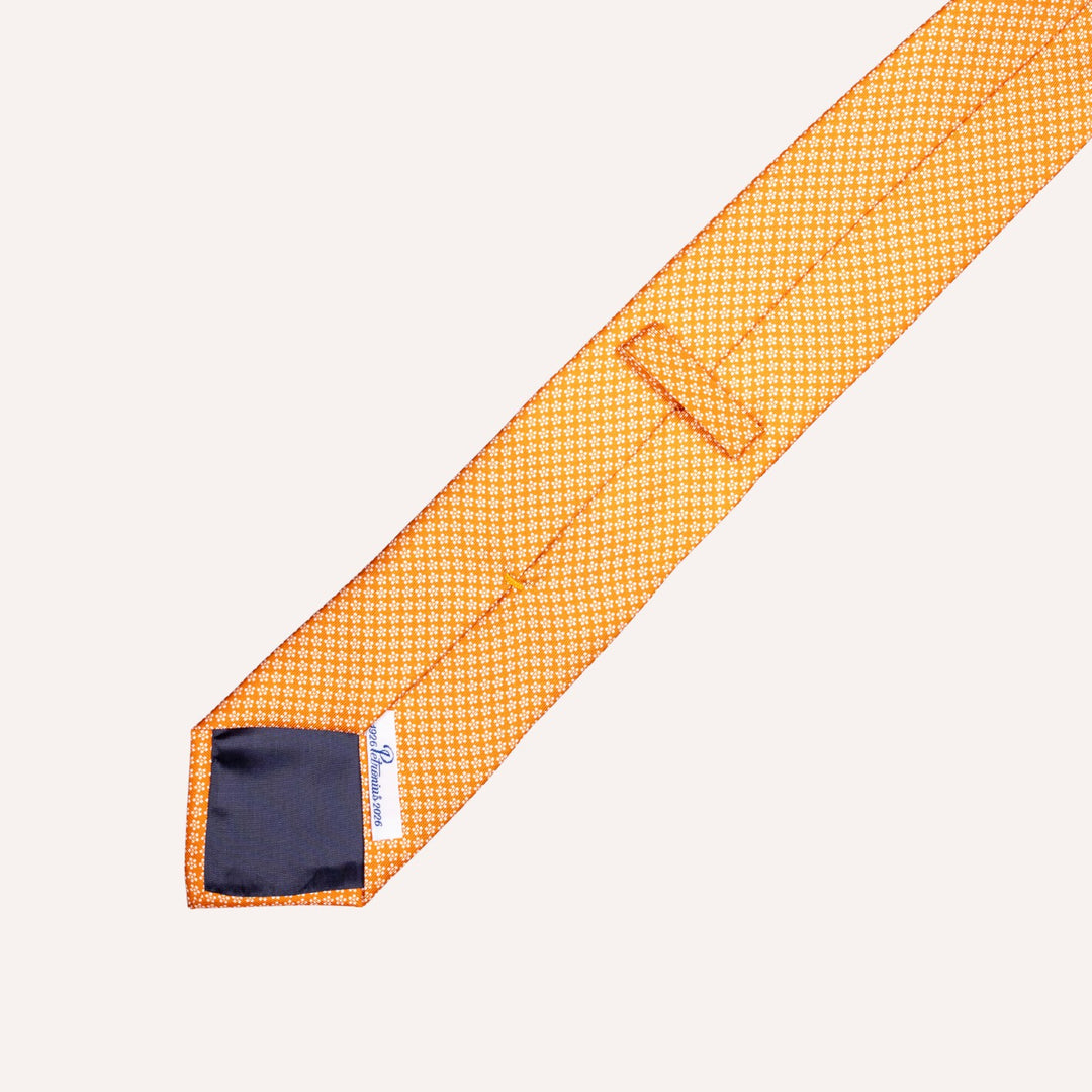 Orange Micro Flower Pattern Silk Tie
