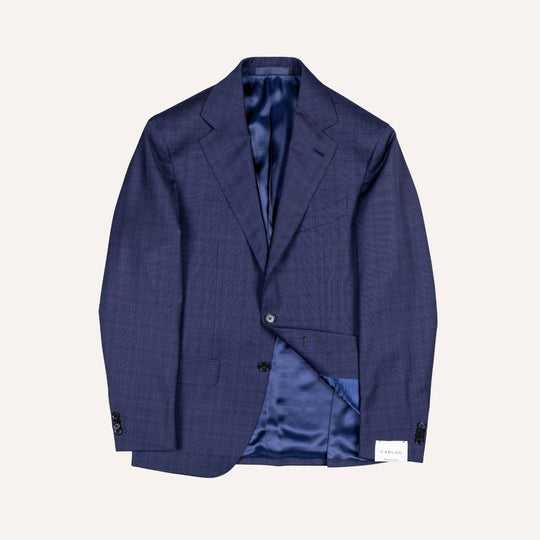 Navy Blue Glencheck Summer Wool Suit