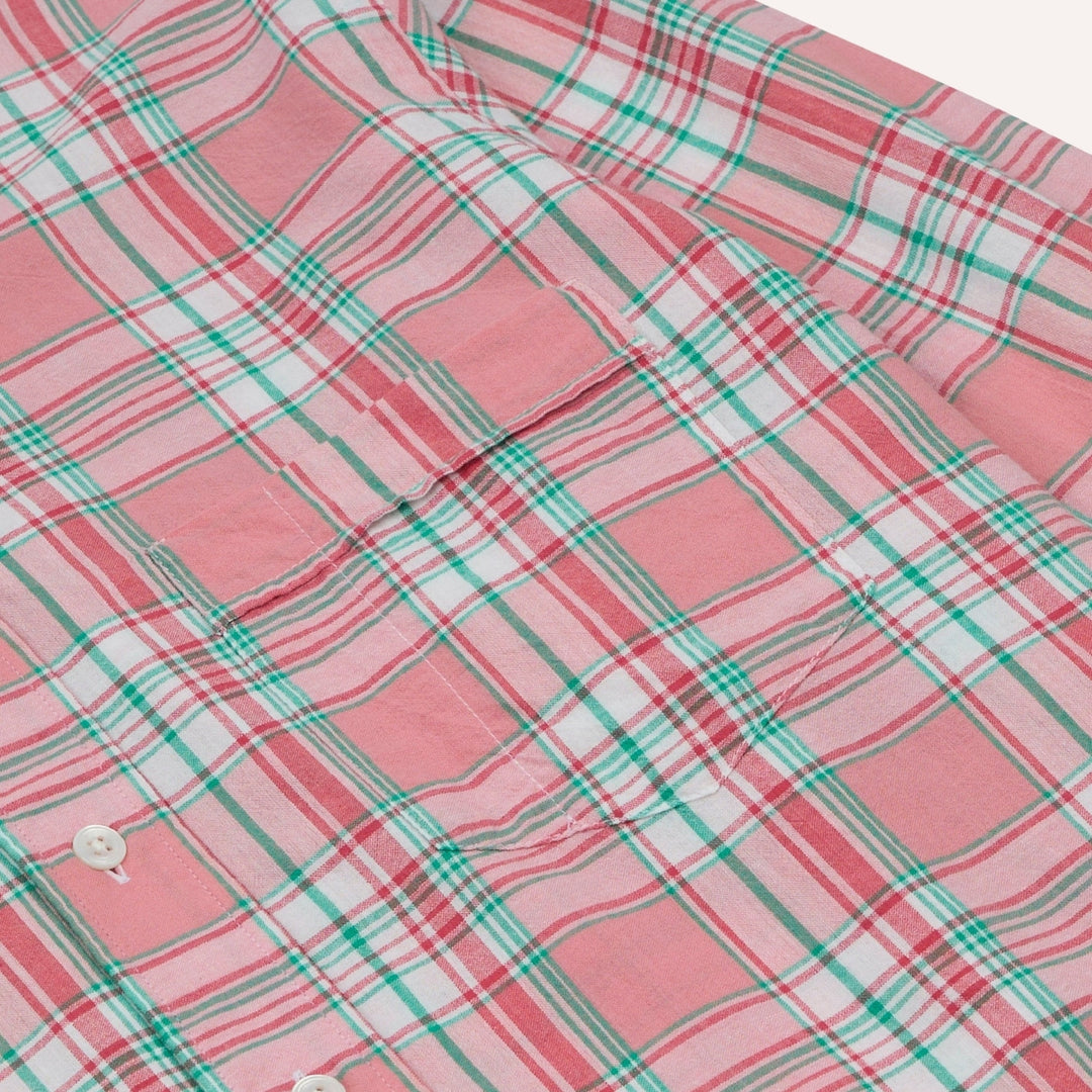 Pink & Green Madras Check Cotton Button-Down Shirt