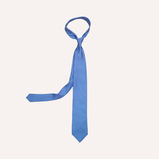 Blue Micro Flower Pattern Silk Tie
