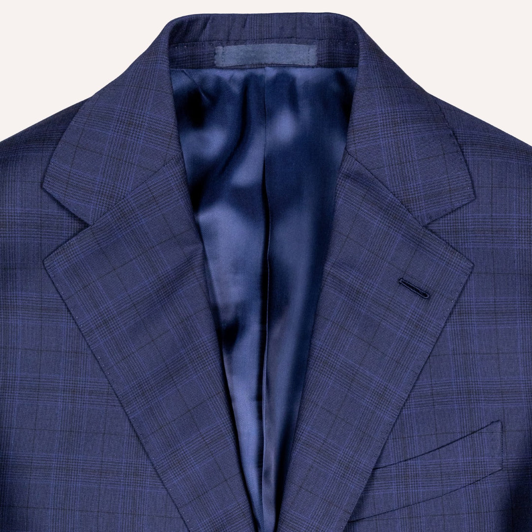 Navy Blue Glencheck Summer Wool Suit