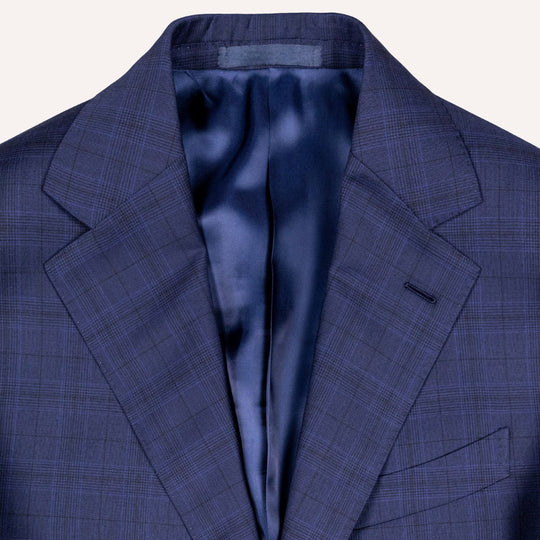 Navy Blue Glencheck Summer Wool Suit