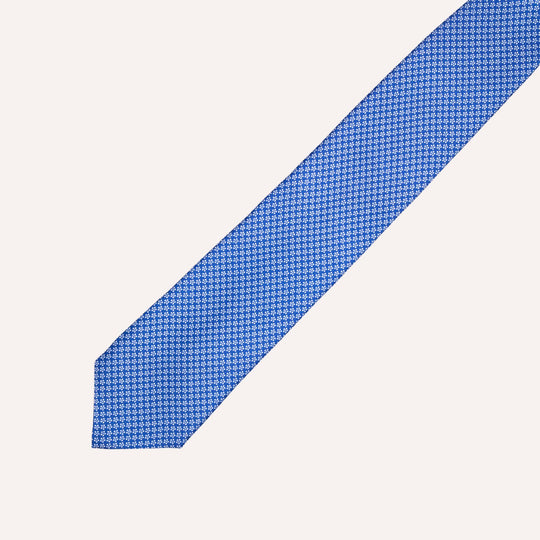 Blue Micro Flower Pattern Silk Tie