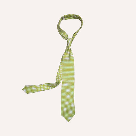 Green Micro Medallion Flower Pattern Silk Tie