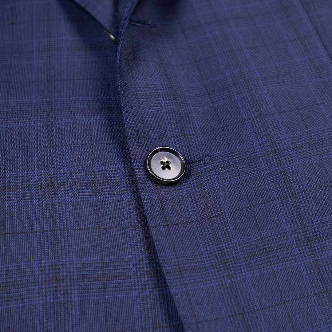 Navy Blue Glencheck Summer Wool Suit