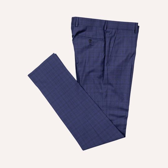 Navy Blue Glencheck Summer Wool Suit