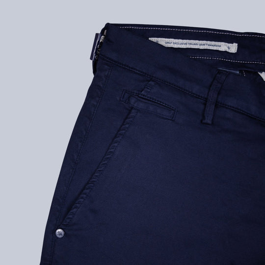 Dark Blue Cotton Lyocell Trousers