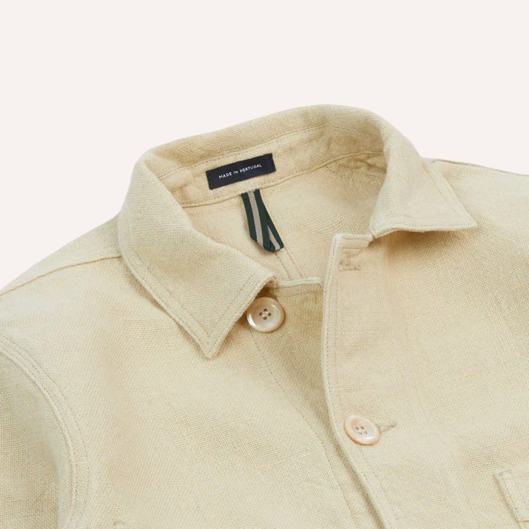 Ecru Linen Five-Pocket Chore Jacket
