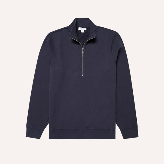 Navy Half-Zip Loopback Sweatshirt