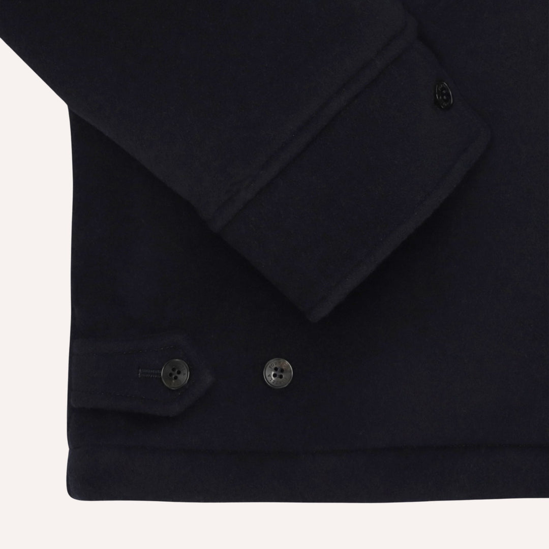 Navy Wool Unlined Harrington Jacket - Regular Fit