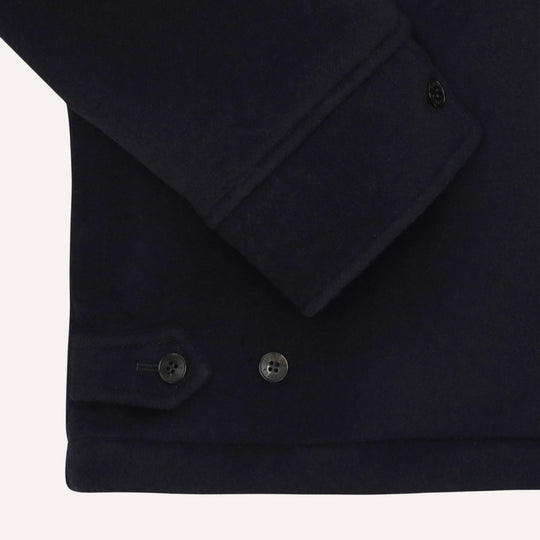 Navy Wool Unlined Harrington Jacket - Regular Fit