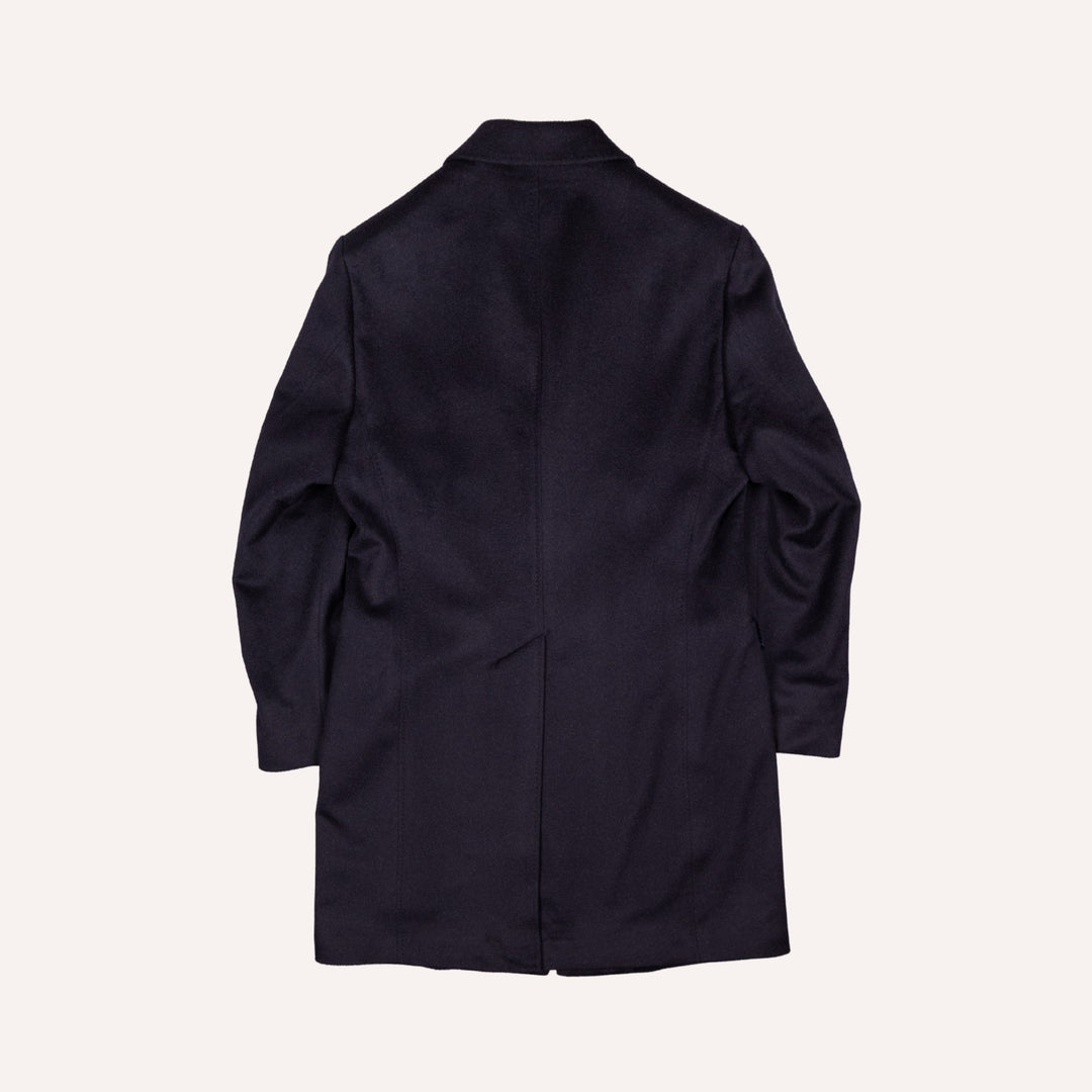 Navy Camel Hair Single Breasted Coat