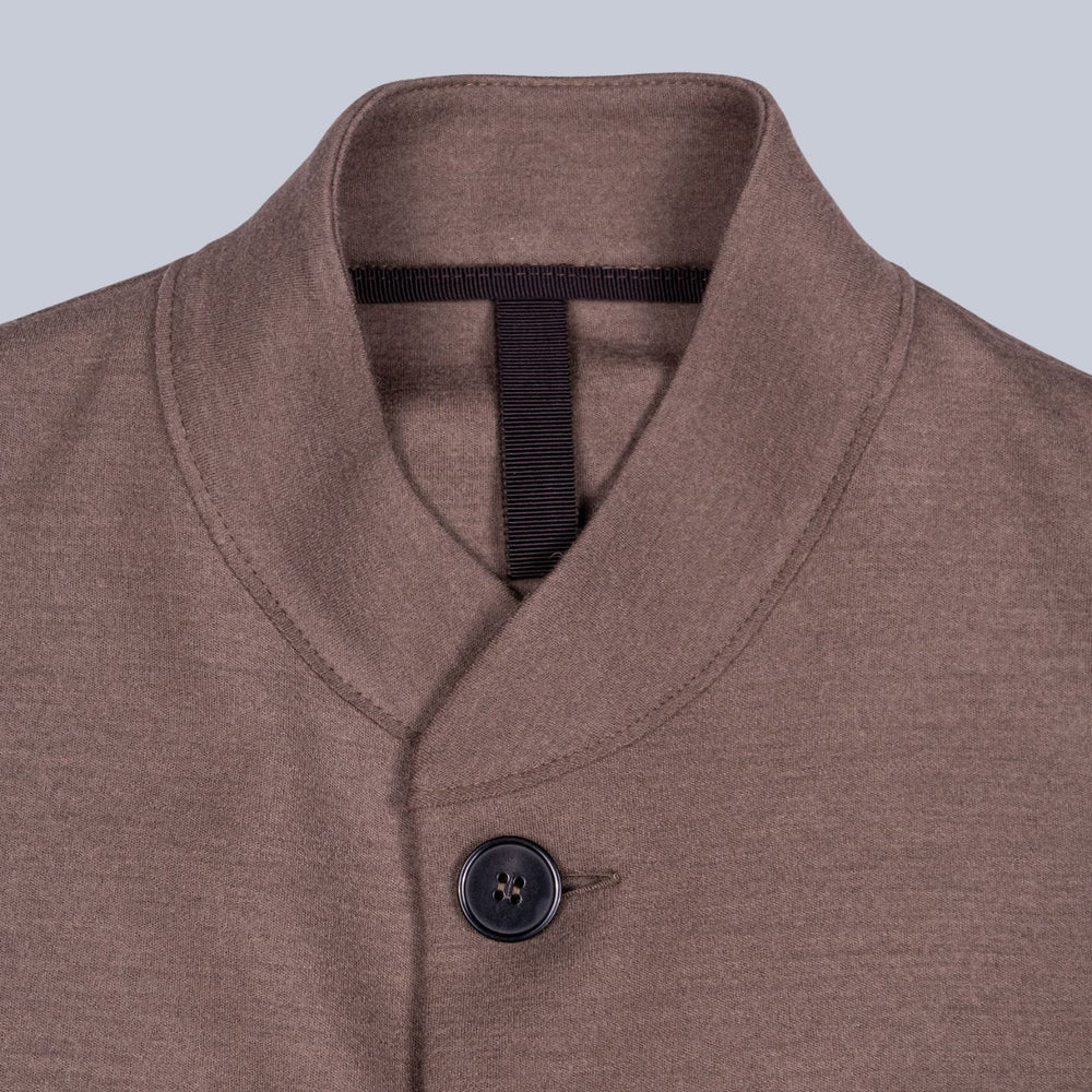Taupe Superfine Merino Wool Nehru Jacket