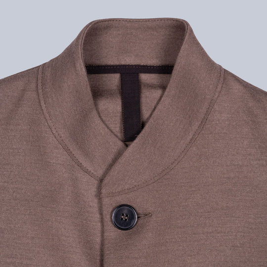 Taupe Superfine Merino Wool Nehru Jacket
