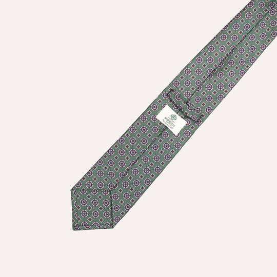 Forest Green & Navy Medallion Pattern Silk Tie