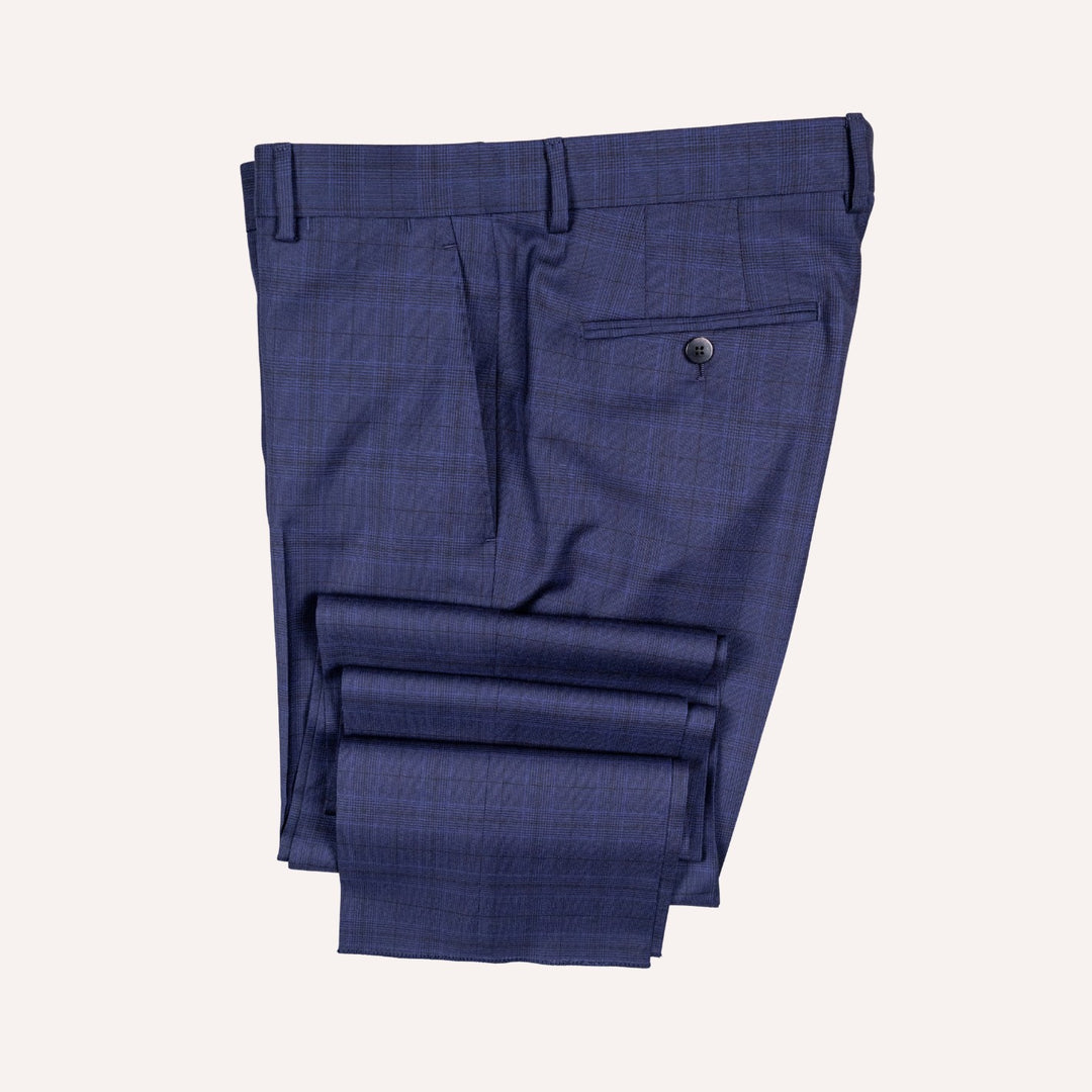 Navy Blue Glencheck Summer Wool Suit