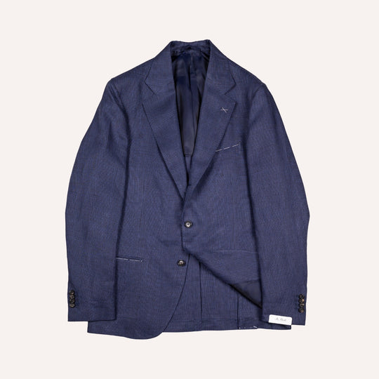 Navy Glencheck Linen Blazer