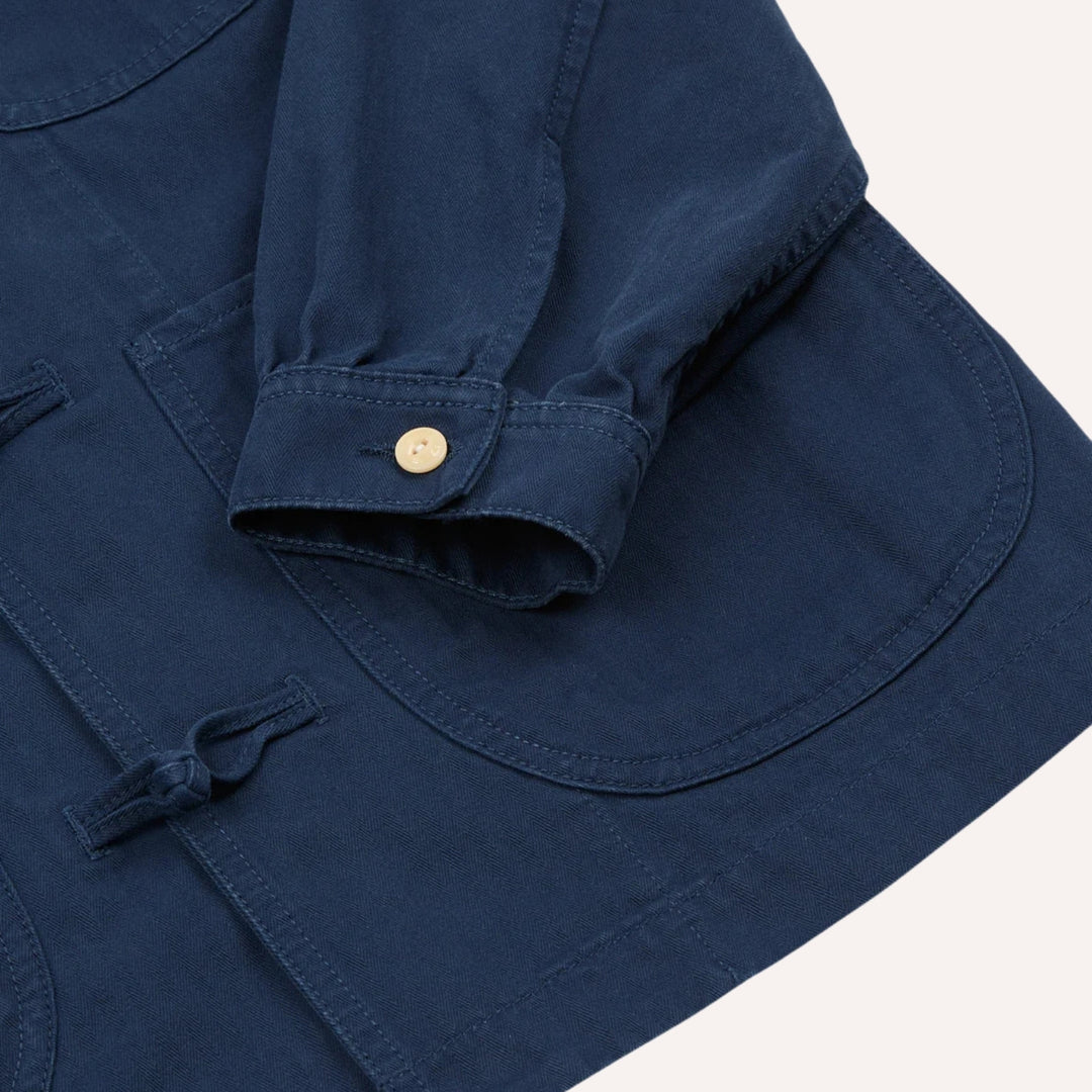 French Blue Herringbone Smock Artist Chore Jacket