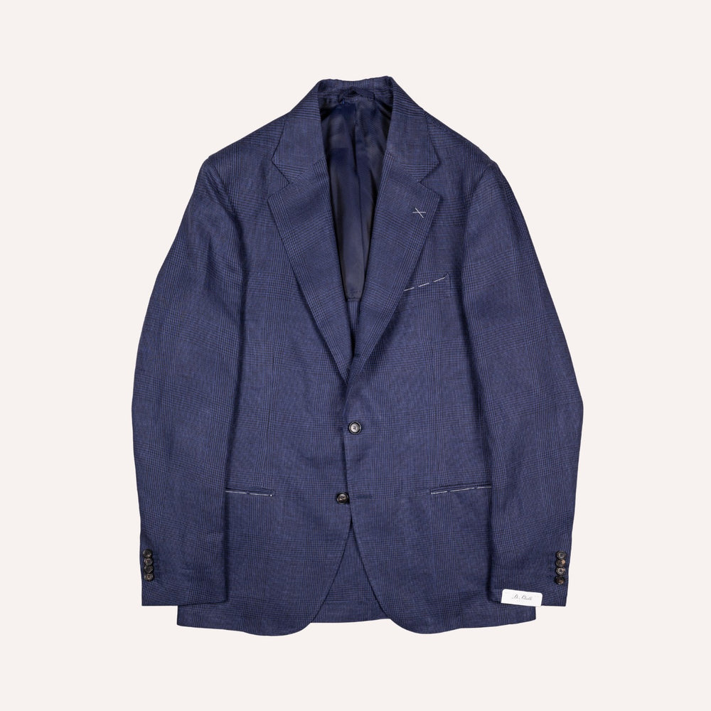 Navy Glencheck Linen Blazer