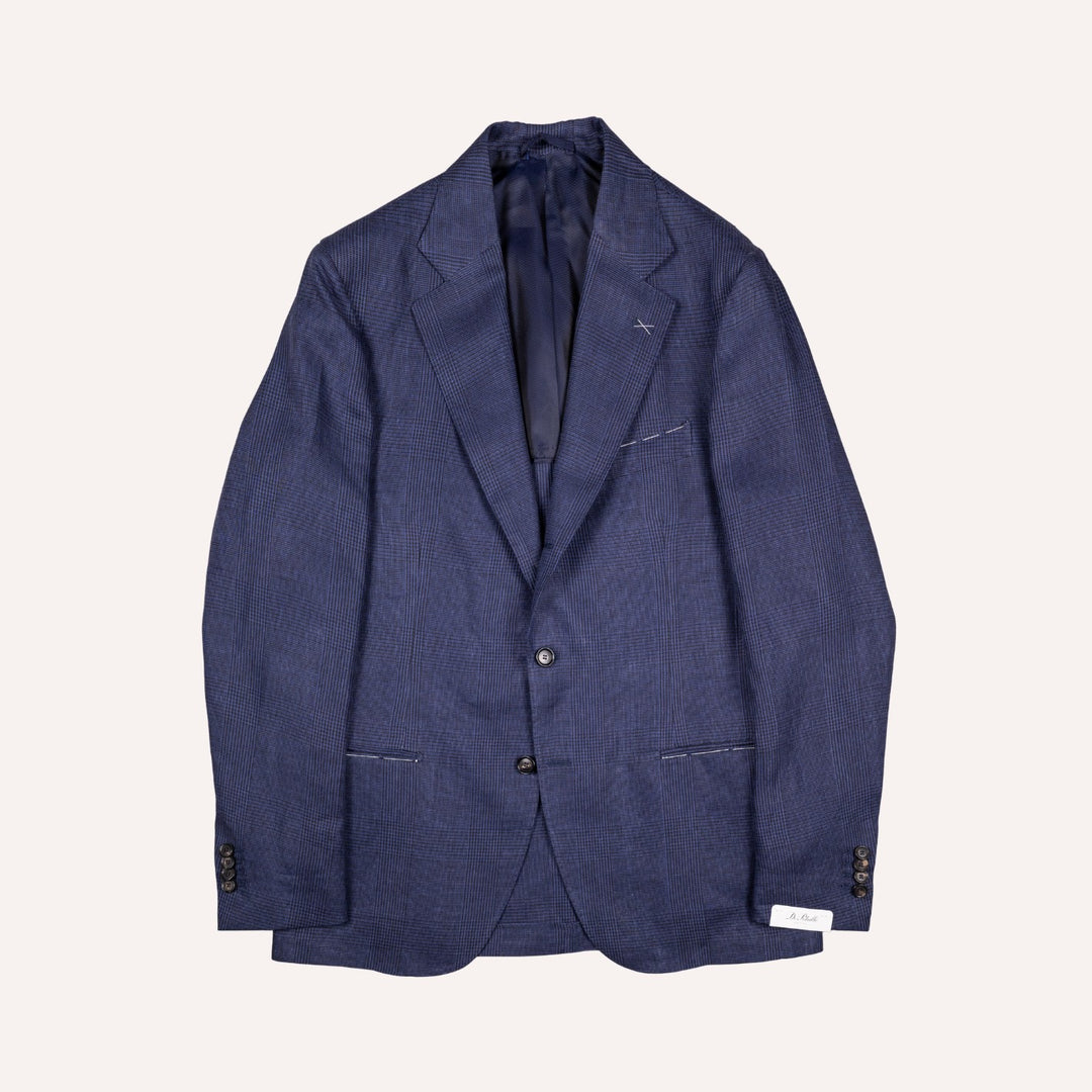 Navy Glencheck Linen Blazer