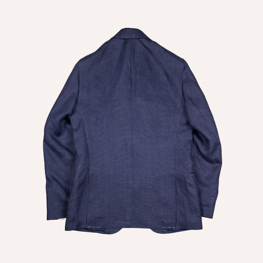 Navy Glencheck Linen Blazer