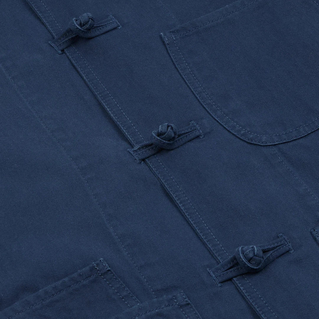 French Blue Herringbone Smock Artist Chore Jacket