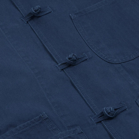 French Blue Herringbone Smock Artist Chore Jacket