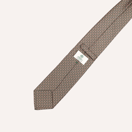 Forrest Green & Taupe Chain Pattern Silk Tie