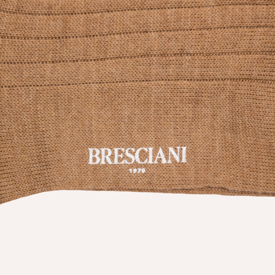 Camel Brown Ribbed Ankle Length Wool Socks