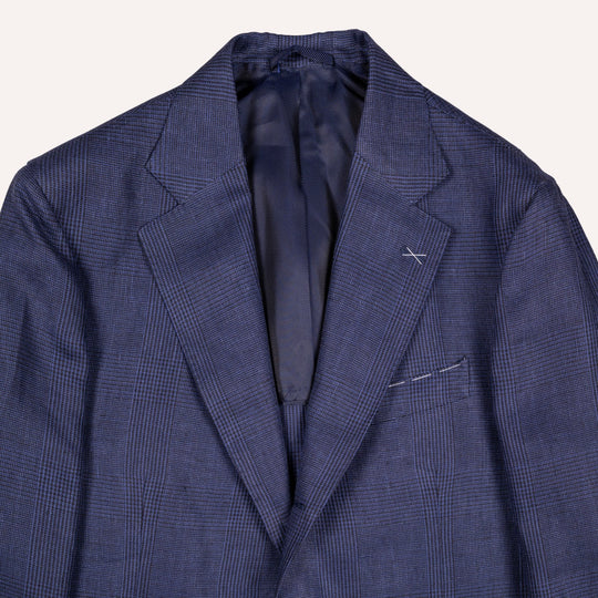 Navy Glencheck Linen Blazer