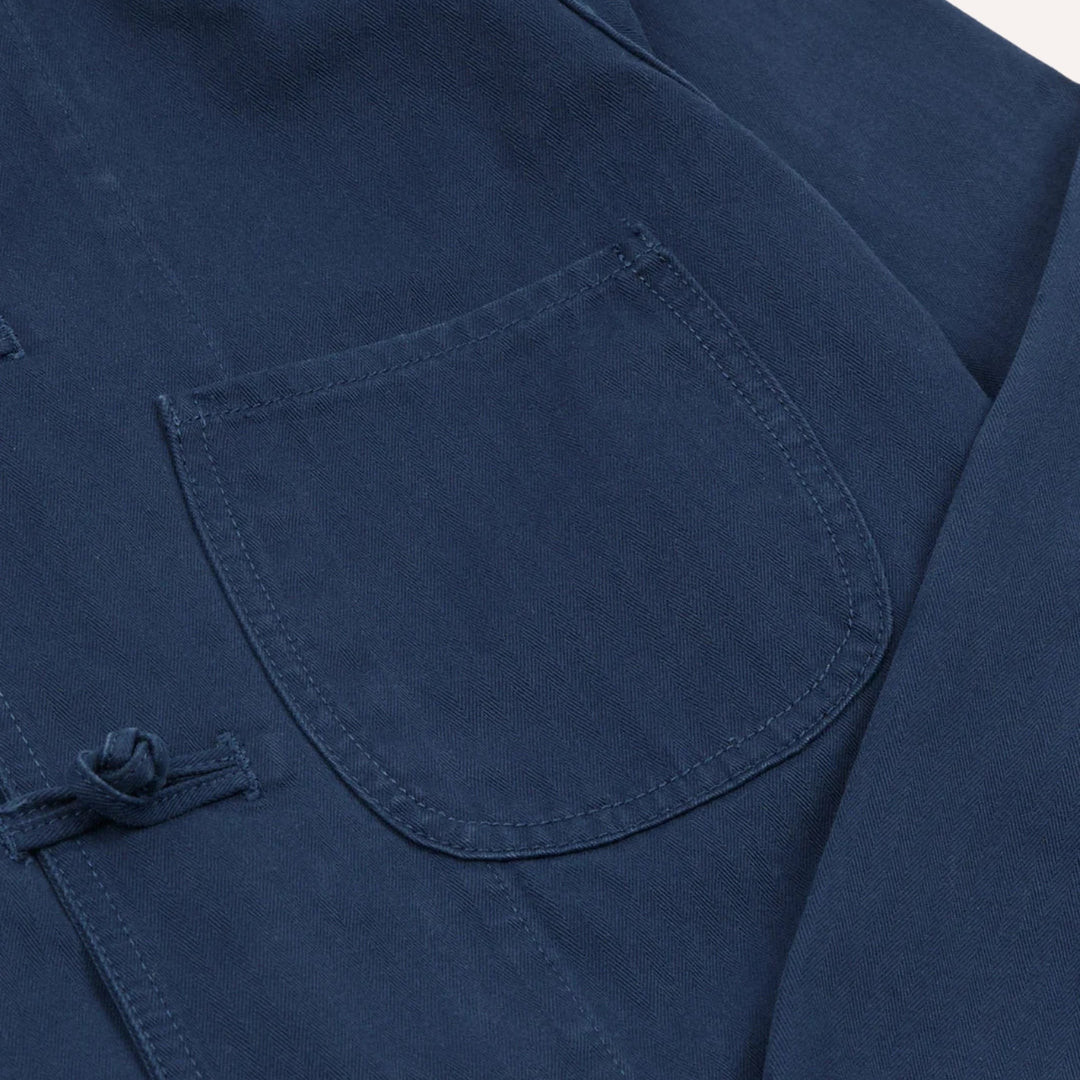 French Blue Herringbone Smock Artist Chore Jacket