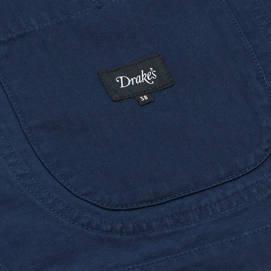 French Blue Herringbone Smock Artist Chore Jacket