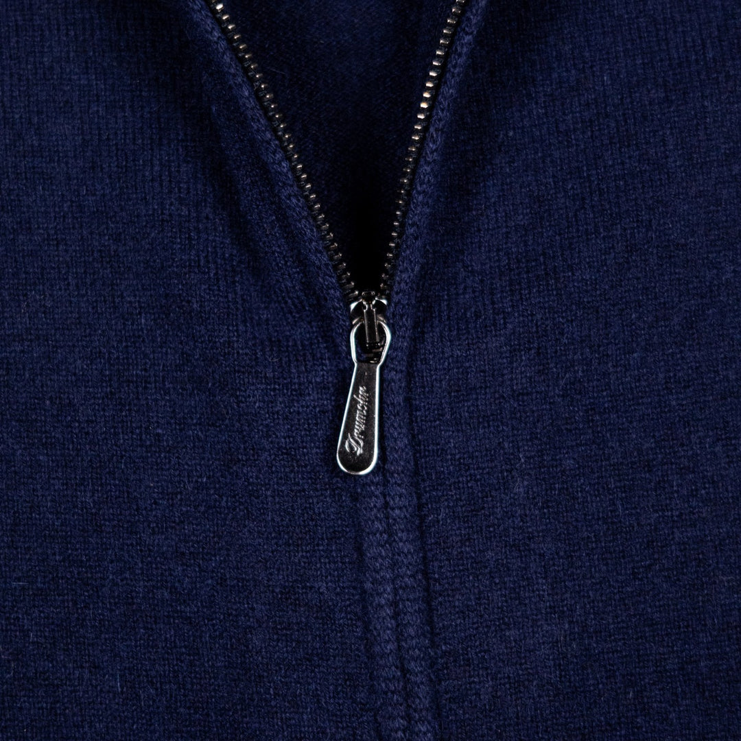 Navy Cashmere Full Zip Sweater