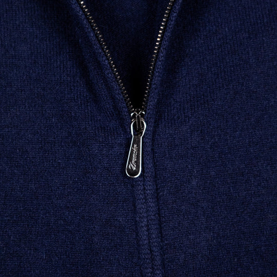 Navy Cashmere Full Zip Sweater
