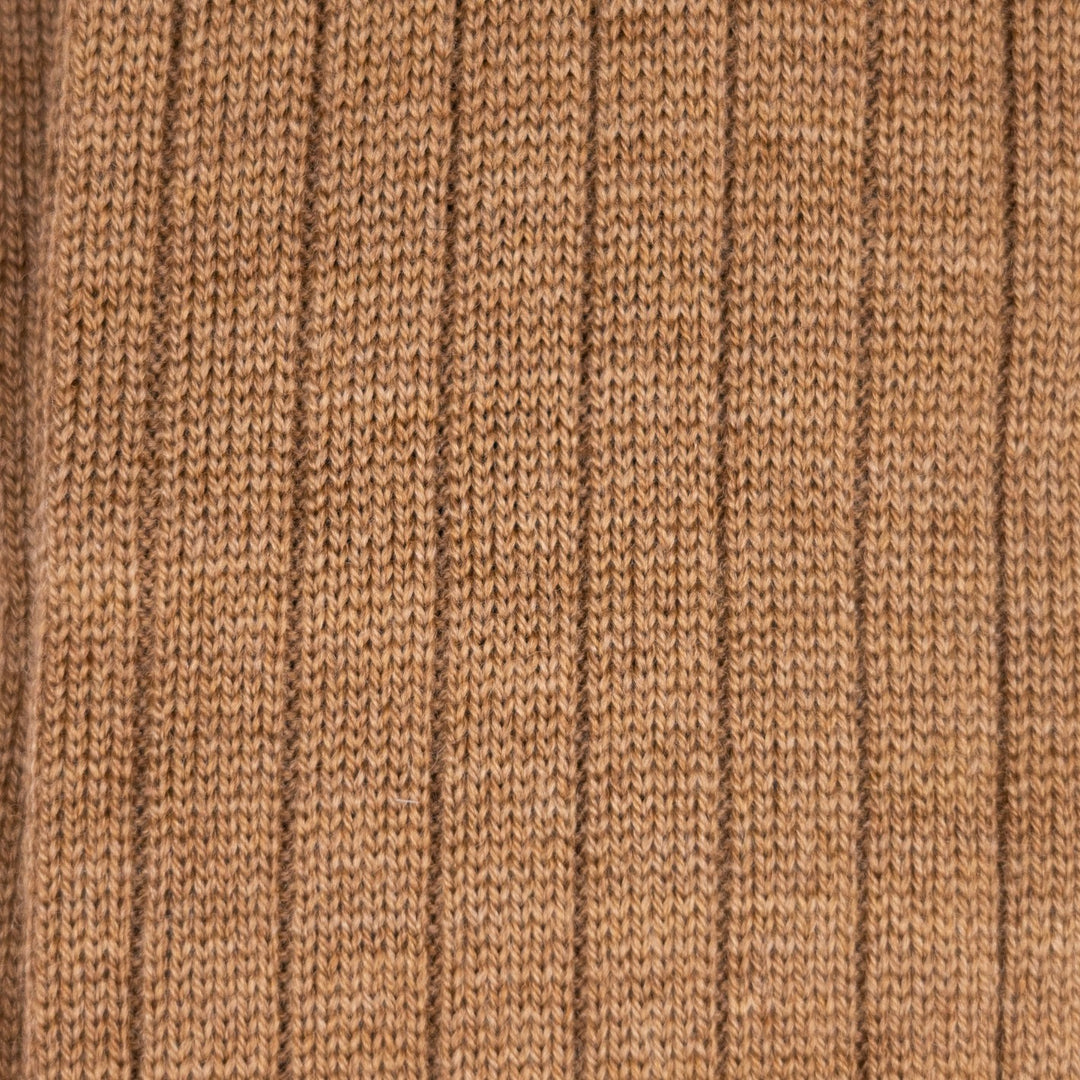 Camel Brown Ribbed Ankle Length Wool Socks