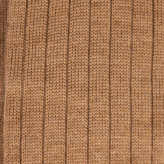 Camel Brown Ribbed Ankle Length Wool Socks