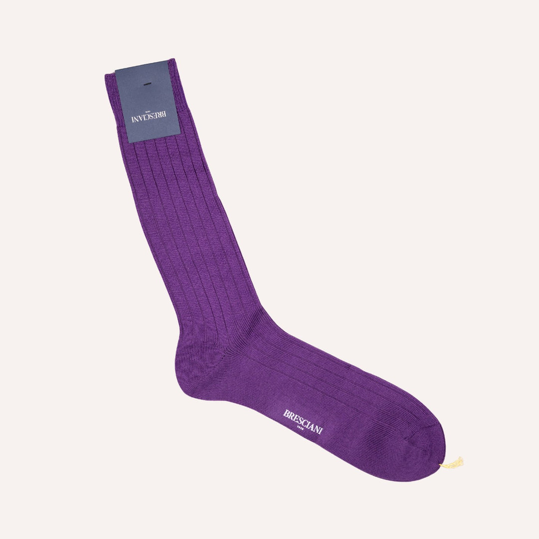 Purple Ribbed Ankle Length Wool Socks