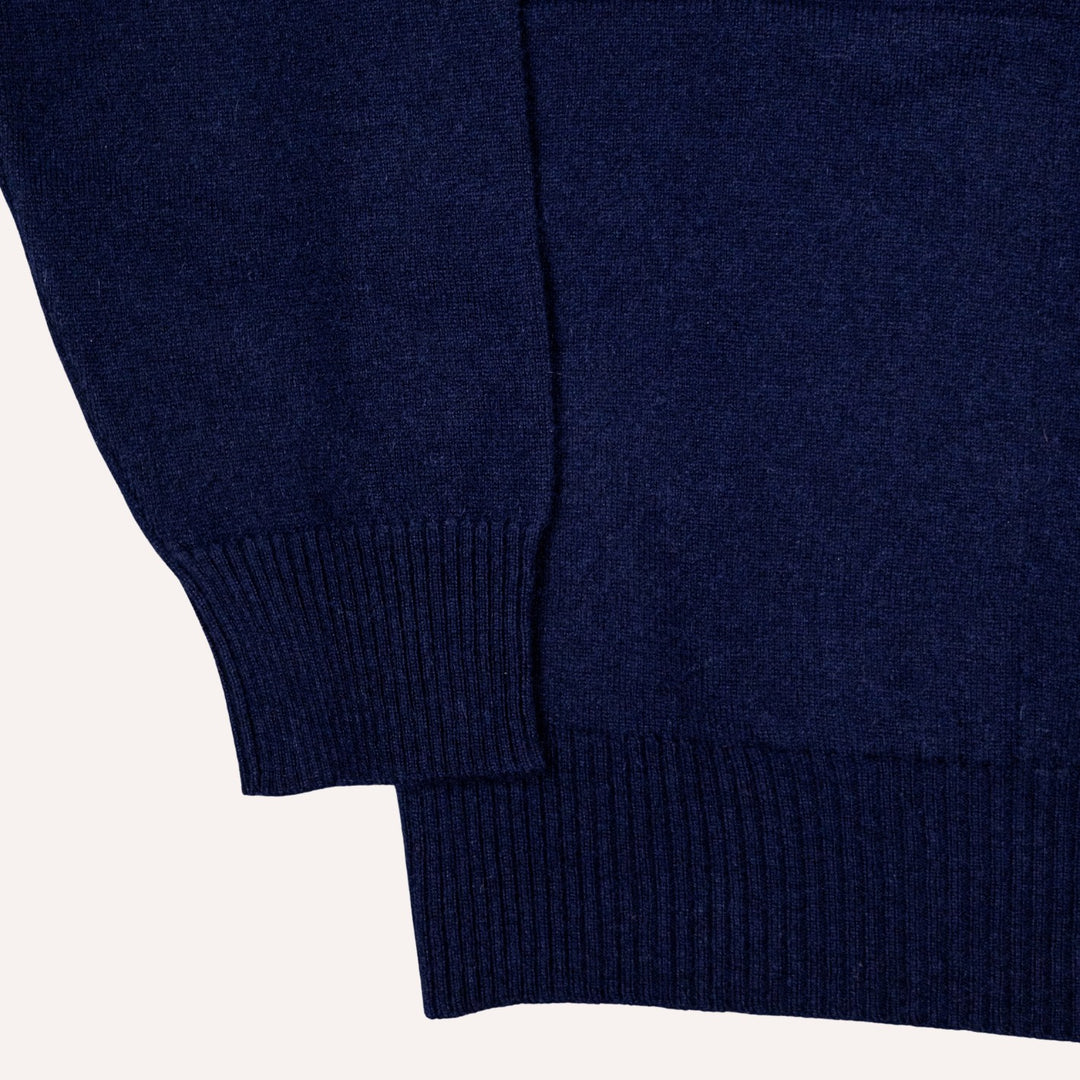 Navy Cashmere Full Zip Sweater