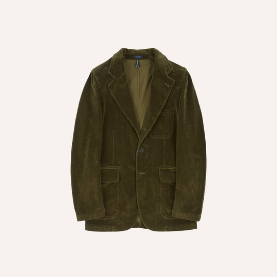 Olive Green Corduroy Single Breasted Games Blazer