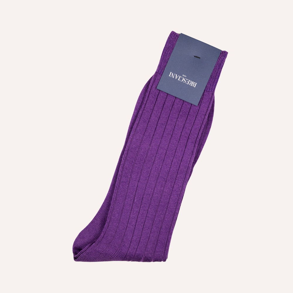 Purple Ribbed Ankle Length Wool Socks