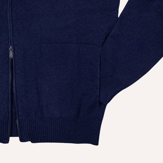 Navy Cashmere Full Zip Sweater
