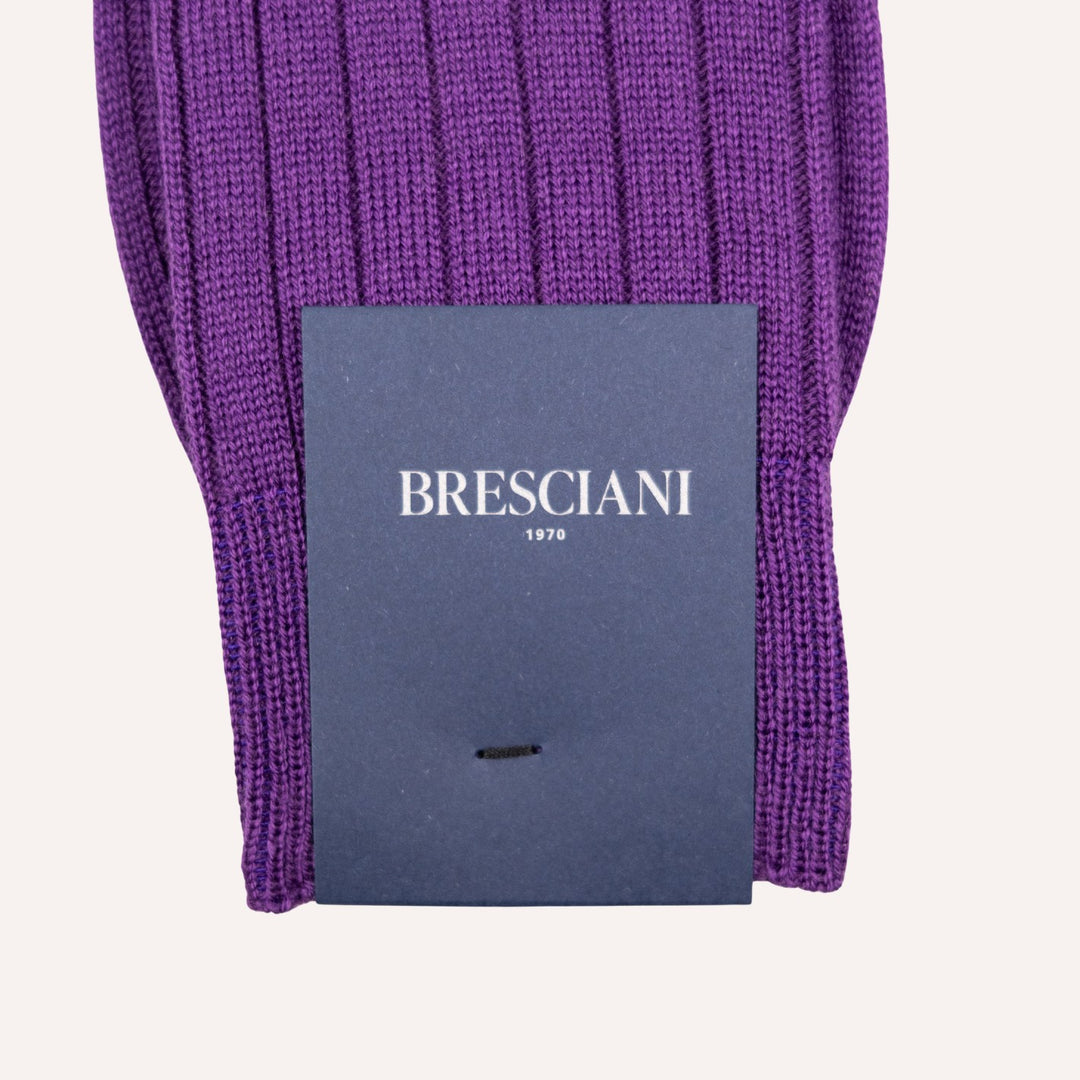 Purple Ribbed Ankle Length Wool Socks