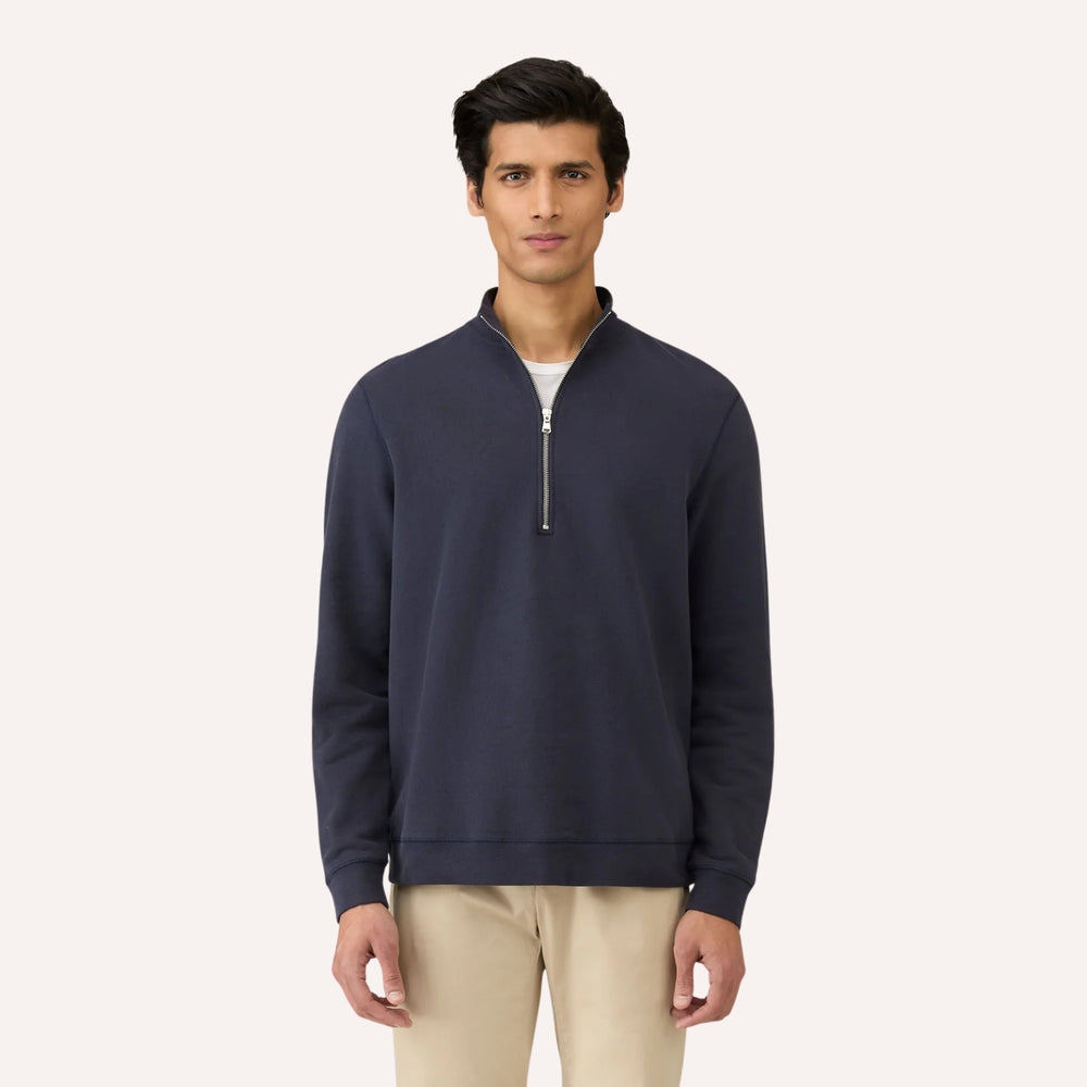 Navy Half-Zip Loopback Sweatshirt