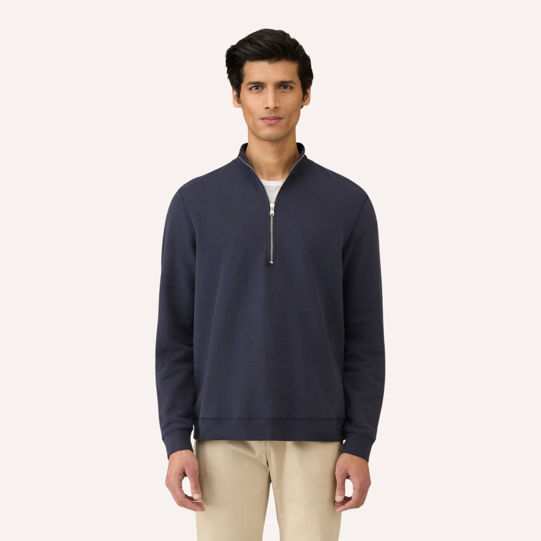 Navy Half-Zip Loopback Sweatshirt