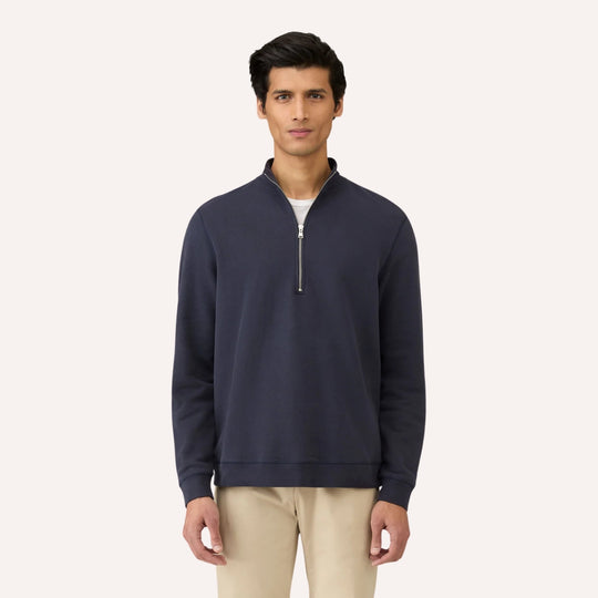 Navy Half-Zip Loopback Sweatshirt